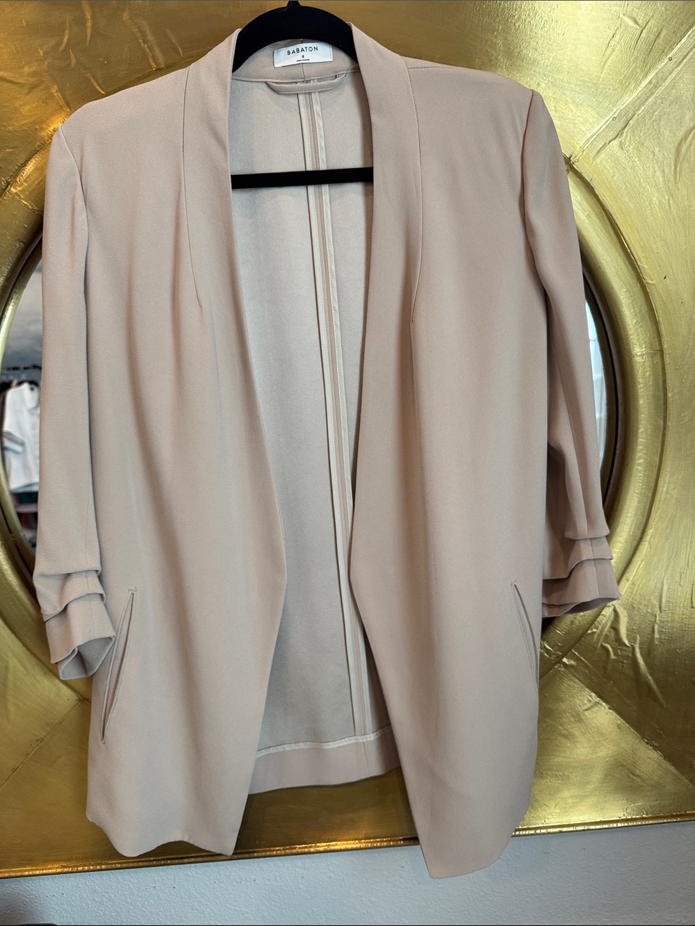 Babaton Cream Open-Front Draped Blazer